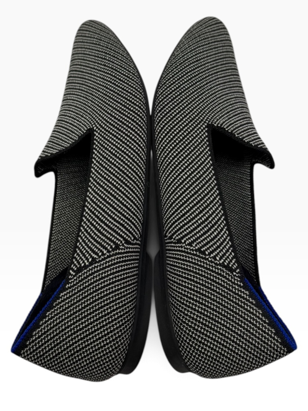Rothy's The Almond Loafer Women's 9.5 Black White Knit Flats Blue Trim - Picture 5 of 11